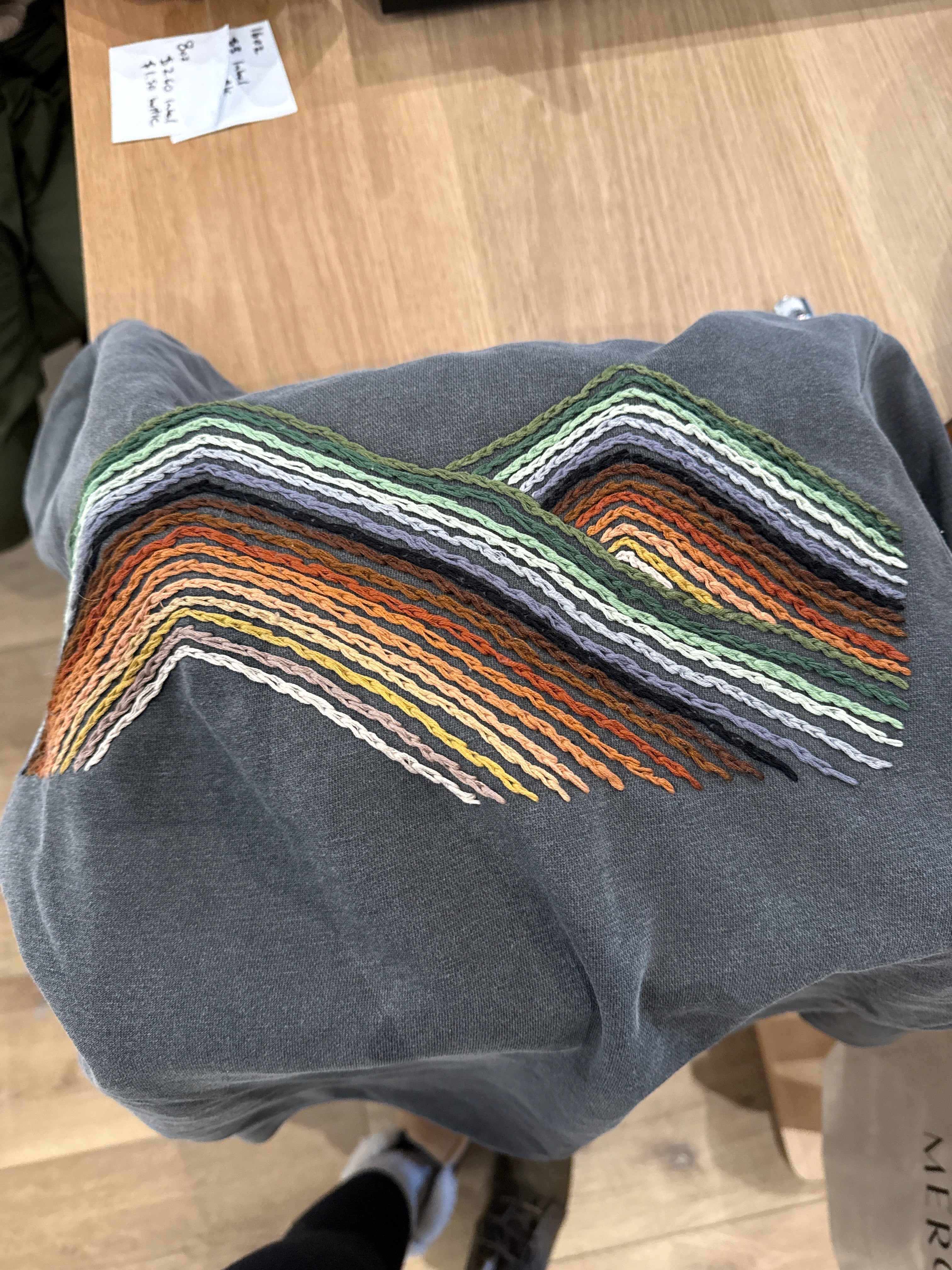 The Glitter Standard, Hand Stitched Mountain Sweatshirt (Slate) Small